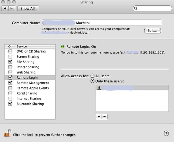 ssh remote access mac