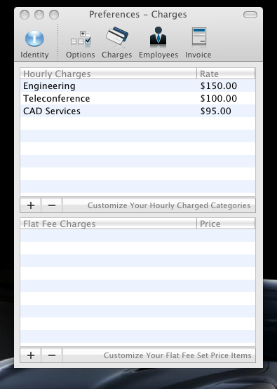 Preferences - Charges